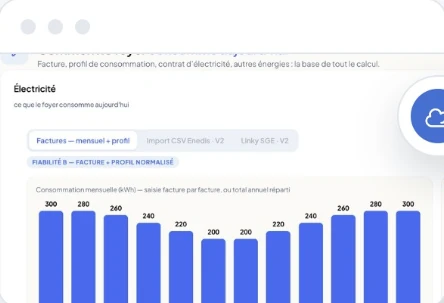 Écran BelomIA : consommation mensuelle du foyer